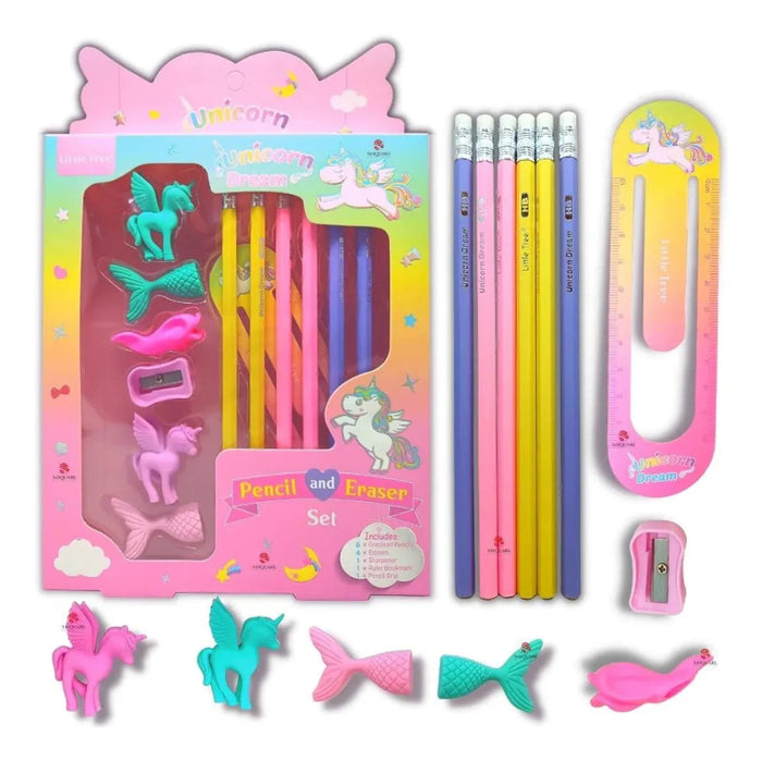 Little Tree Unicorn Dream Pencil and Eraser Set-Stationery-Bright International-Toycra