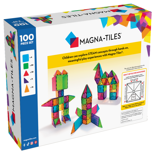 Magna Tiles Clear Colors 100 Piece Set-Construction-Magna-Tiles-Toycra
