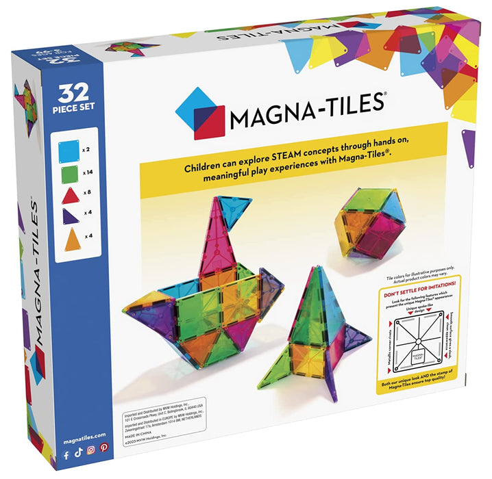 Magna Tiles Clear Colors 32 Piece Set * 3 Qty (Total 96 pcs Combo)-Construction-Magna-Tiles-Toycra