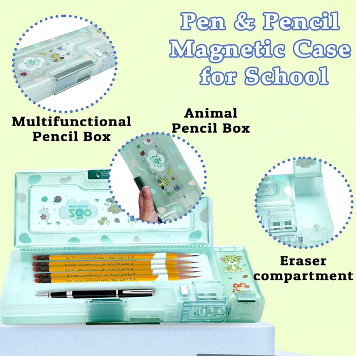 Magnetic Pencil Case With Sharpener -Plastic-Stationery-Bright International-Toycra