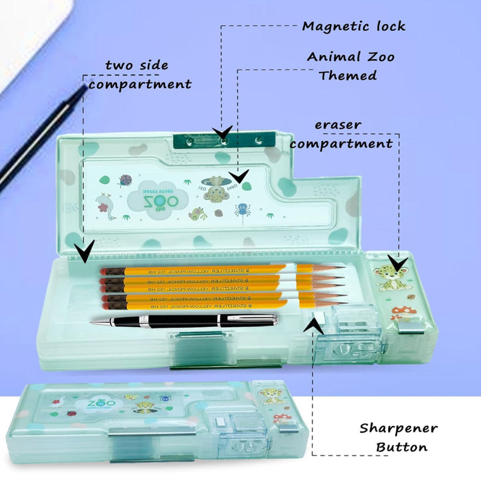 Magnetic Pencil Case With Sharpener -Plastic-Stationery-Bright International-Toycra