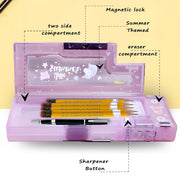 Magnetic Pencil Case With Sharpener -Plastic