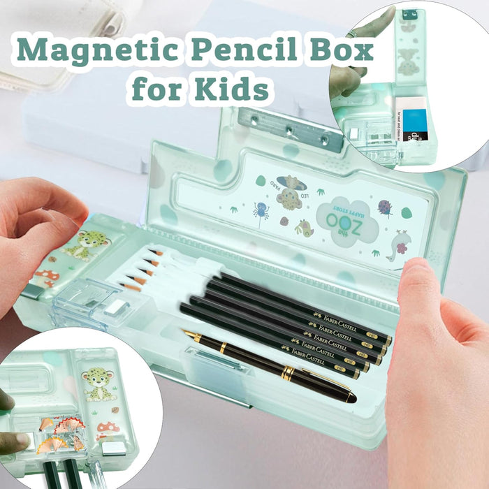 Magnetic Pencil Case With Sharpener -Plastic-Stationery-Bright International-Toycra