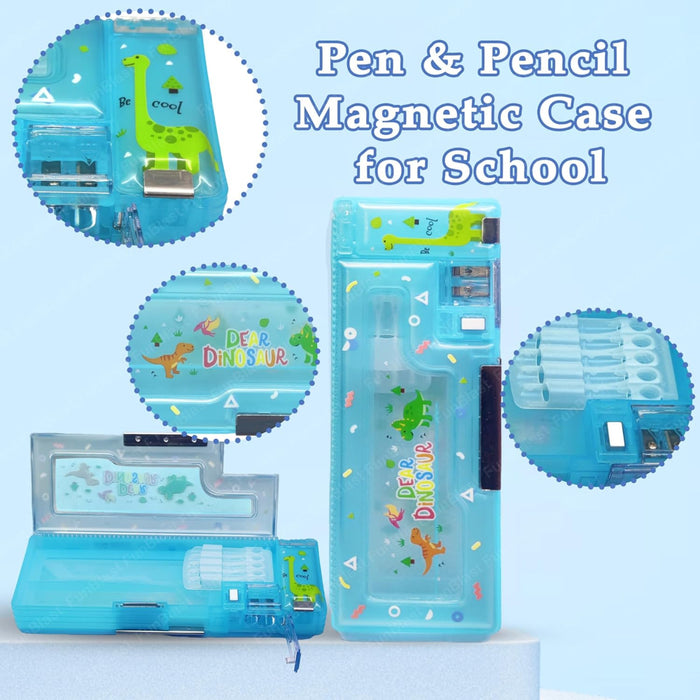 Magnetic Pencil Case With Sharpener -Plastic-Stationery-Bright International-Toycra