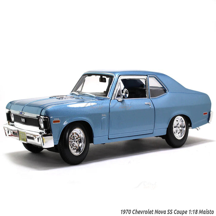 Maisto 1970 Chevrolet Nova SS Coupe blue 1:18 Maisto diecast Scale Model car-Vehicles-Maisto-Toycra