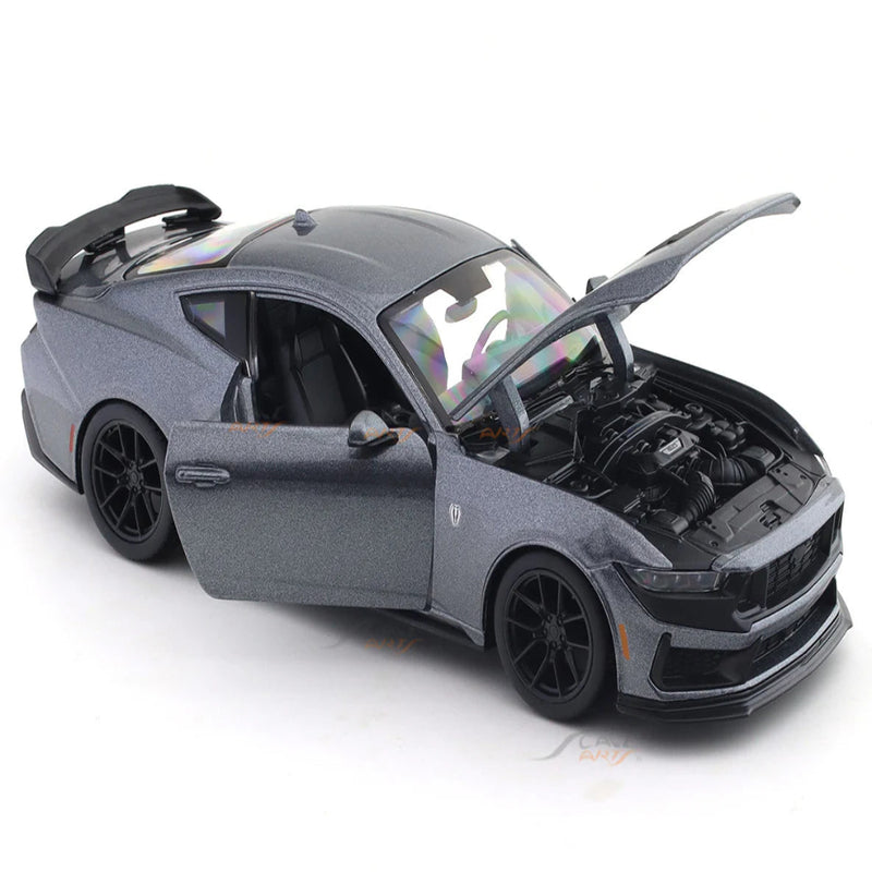 Maisto 2024 Ford Mustang Dark Horse Grey Acrylic Case 1:24 Bburago Licensed Diecast Scale Model Car Collectible