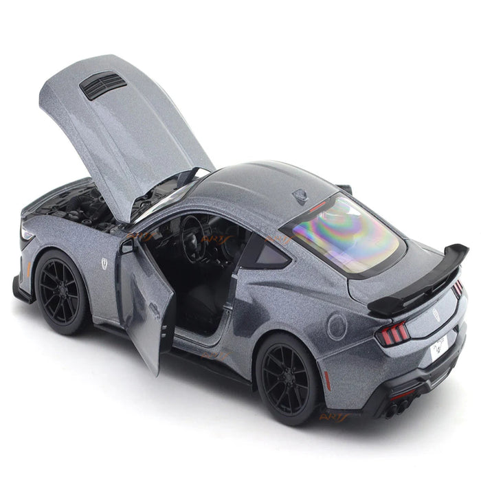 Maisto 2024 Ford Mustang Dark Horse Grey Acrylic Case 1:24 Bburago Licensed Diecast Scale Model Car Collectible