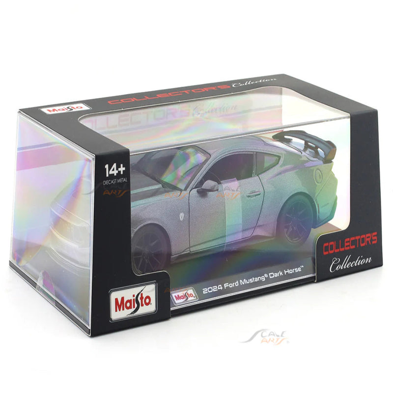 Maisto 2024 Ford Mustang Dark Horse Grey Acrylic Case 1:24 Bburago Licensed Diecast Scale Model Car Collectible