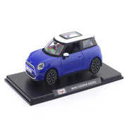 Maisto Mini Cooper SE J01 Blue 1:24 with Acrylic Case Licensed Diecast Scale Model Car Collectible