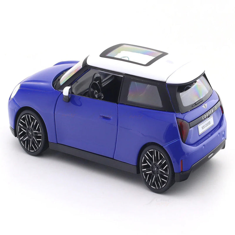 Maisto Mini Cooper SE J01 Blue 1:24 with Acrylic Case Licensed Diecast Scale Model Car Collectible