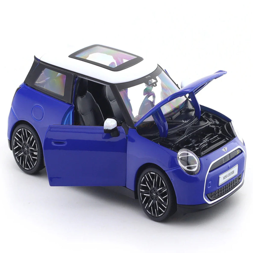 Maisto Mini Cooper SE J01 Blue 1 24 With Acrylic Case Licensed Diecast Maisto Mini Cooper SE J01 Blue 1 24 With Acrylic Case Licensed Diecast