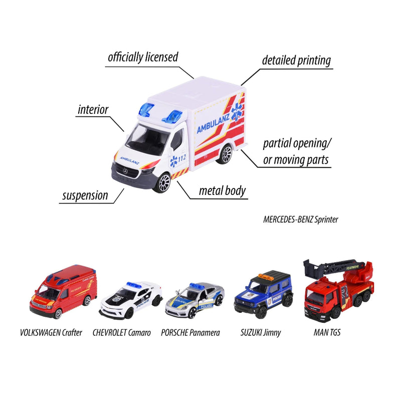 Majorette SOS Rescue Vehicles Set - Pack of 6