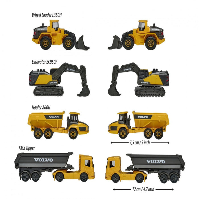 Majorette Volvo Construction 4 Pieces Giftpack-Vehicles-Majorette-Toycra