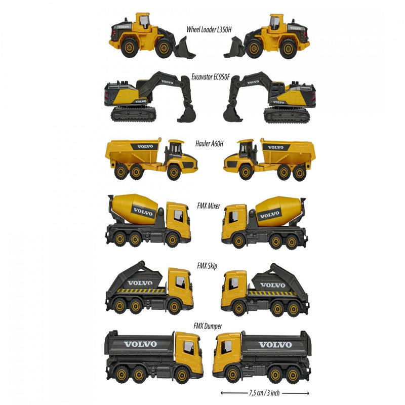 Majorette Volvo Construction Series - Pack of 6