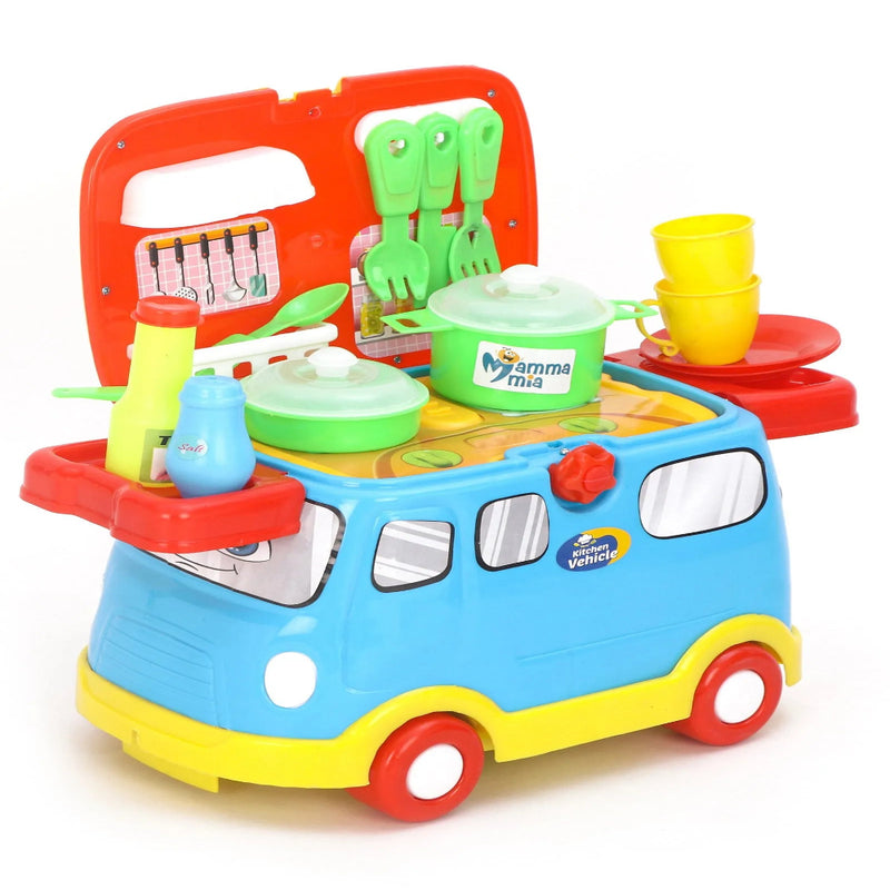 Mamma Mia 2 in 1 Role Play Kitchen Vehicle Set of 21 - Multicolour-Pretend Play-Mamma Mia-Toycra