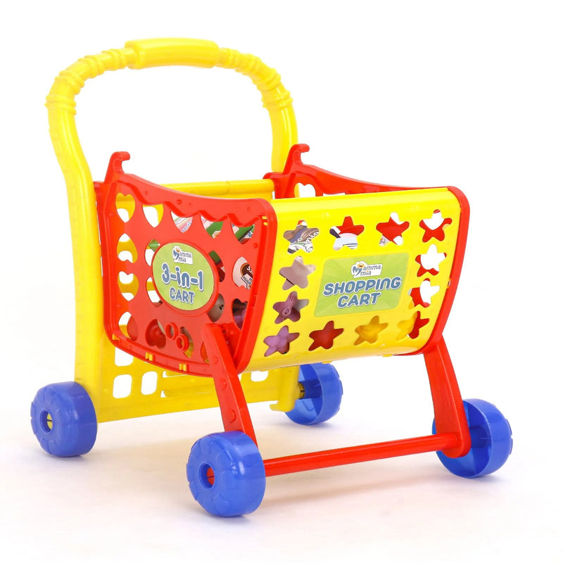 Mamma Mia 3 in 1 Role Play Shopping Cart Set of 30 - Multicolour