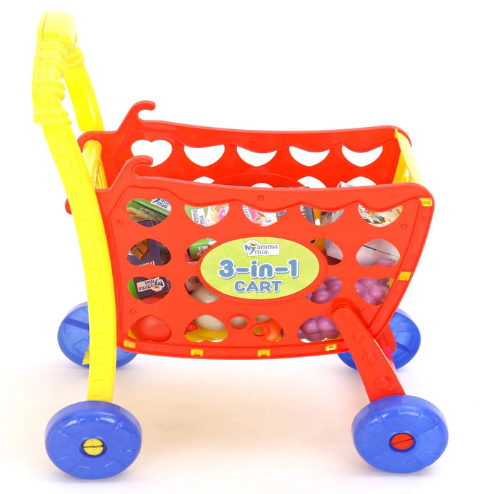 Mamma Mia 3 in 1 Role Play Shopping Cart Set of 30 - Multicolour-Pretend Play-Mamma Mia-Toycra
