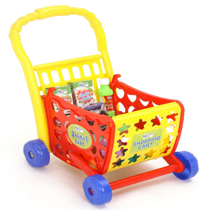 Mamma Mia 3 in 1 Role Play Shopping Cart Set of 30 - Multicolour-Pretend Play-Mamma Mia-Toycra