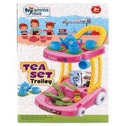 Mamma Mia Tea Set Trolley Pretend Playset - 19 Pieces (Color May Vary)