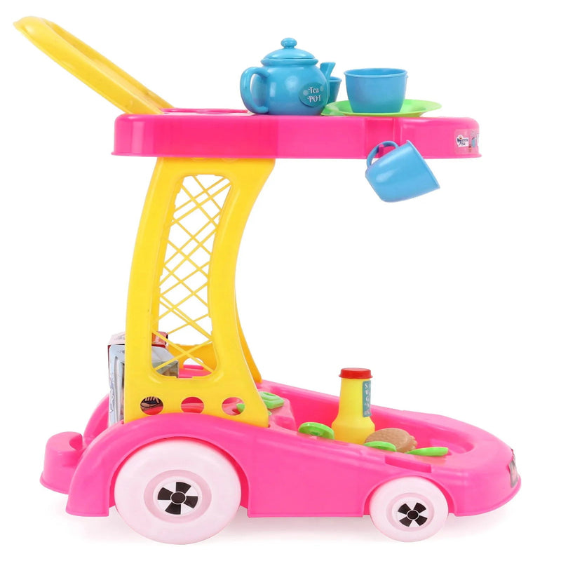 Mamma Mia Tea Set Trolley Pretend Playset - 19 Pieces (Color May Vary)
