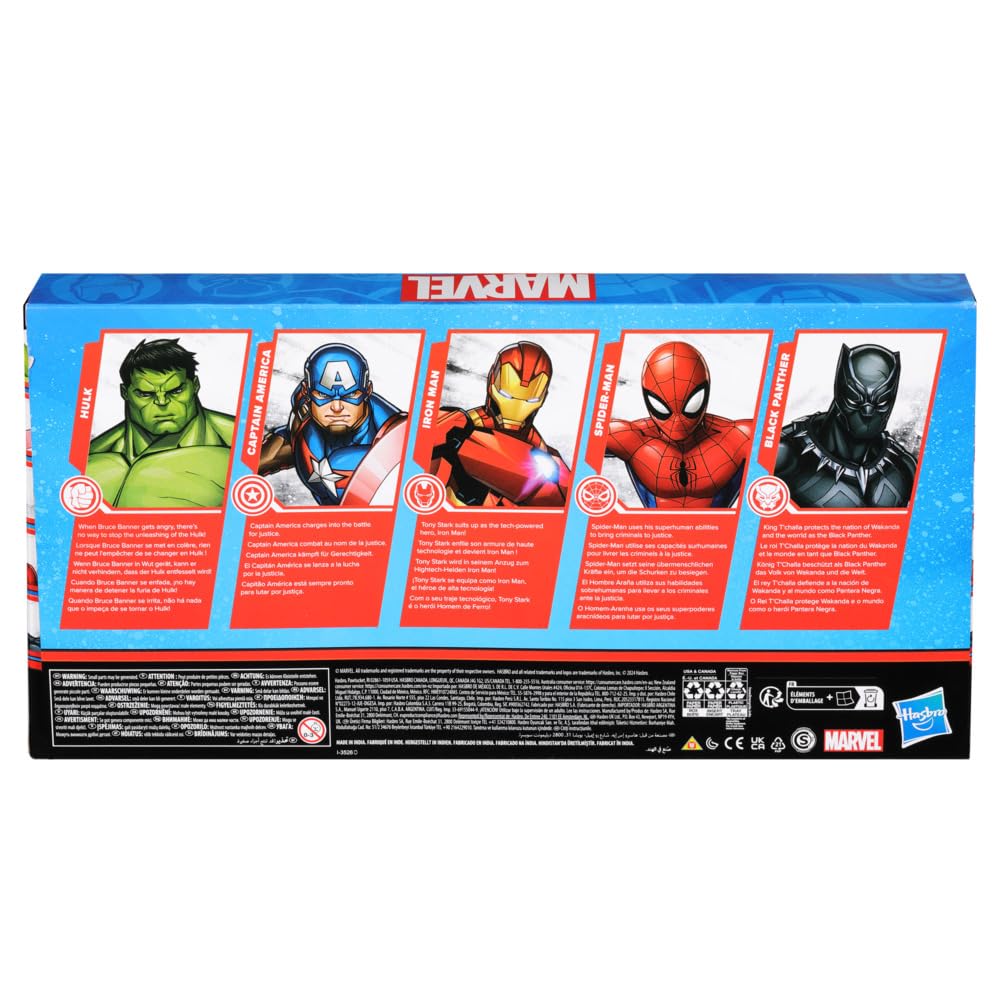 Marvel 6-Inch Hulk, Captain America, Iron Man, Spider-Man, & Black