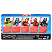 Marvel 6-Inch Hulk, Captain America, Iron Man, Spider-Man, & Black Panther Action Figure Set with Shield Accessory