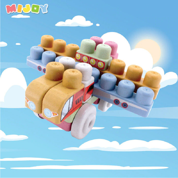 Mijoy Rice Husk Toy Blocks - 19pcs-Construction-Sunta-Toycra