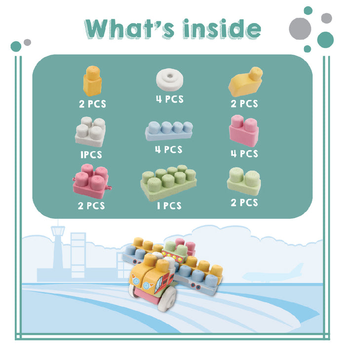 Mijoy Rice Husk Toy Blocks - 19pcs-Construction-Sunta-Toycra