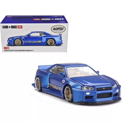 Mini GT #158: Nissan Skyline GT-R (R34) Kaido Works (V2 Aero) SHINJUKU V2 1:64-Vehicles-Mini GT-Toycra