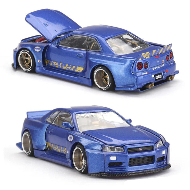 Mini GT #158: Nissan Skyline GT-R (R34) Kaido Works (V2 Aero) SHINJUKU V2 1:64