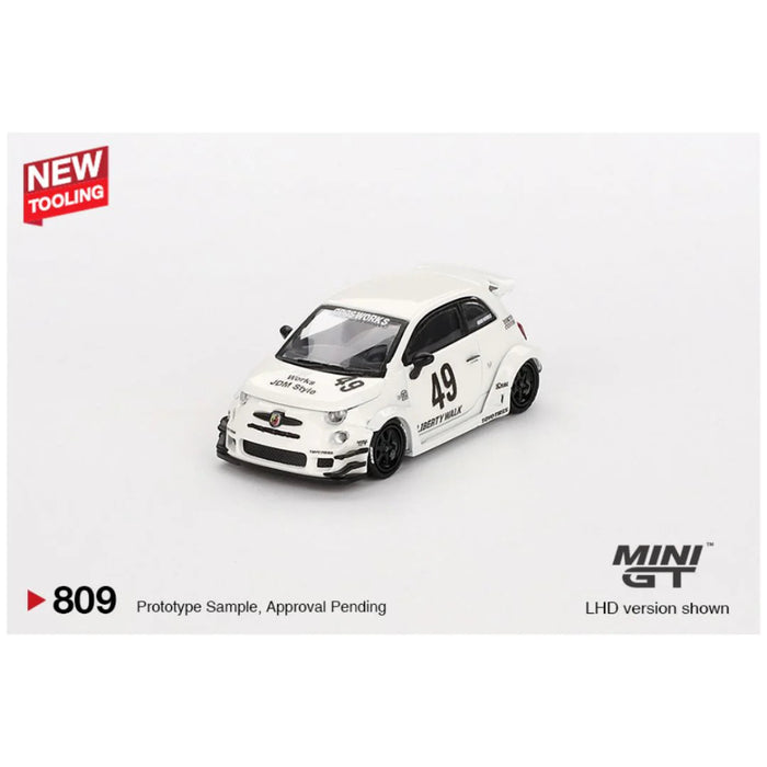 Mini GT #809: LB-WORKS x Abas Works ABARTH 595 Gara White 1:64-Vehicles-Mini GT-Toycra