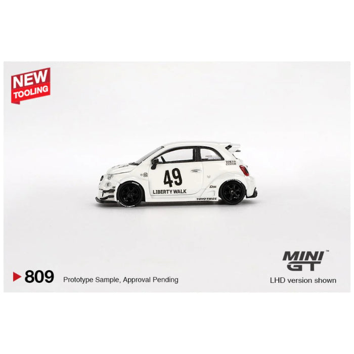 Mini GT #809: LB-WORKS x Abas Works ABARTH 595 Gara White 1:64-Vehicles-Mini GT-Toycra