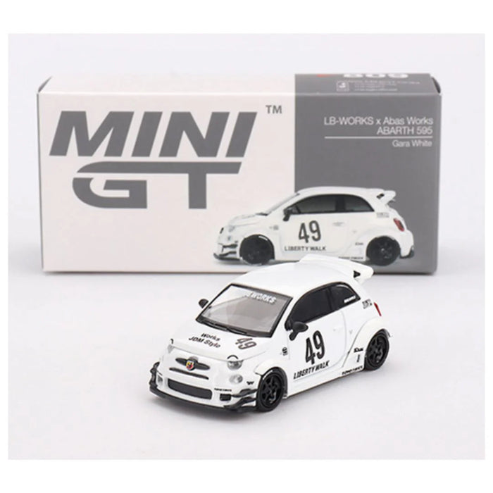 Mini GT #809: LB-WORKS x Abas Works ABARTH 595 Gara White 1:64-Vehicles-Mini GT-Toycra