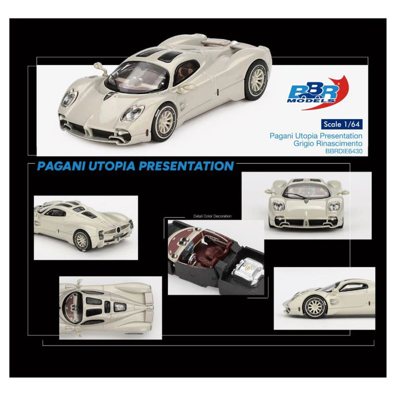 Mini GT BBR Model #30: Pagani Utopia Presentation Grigio Rinascimento - 1:64