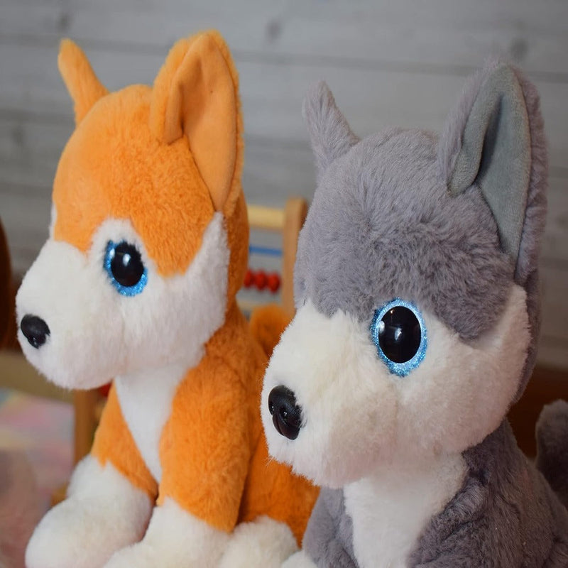 Mirada 25cm Husky Dog with Glitter Eyes-Grey