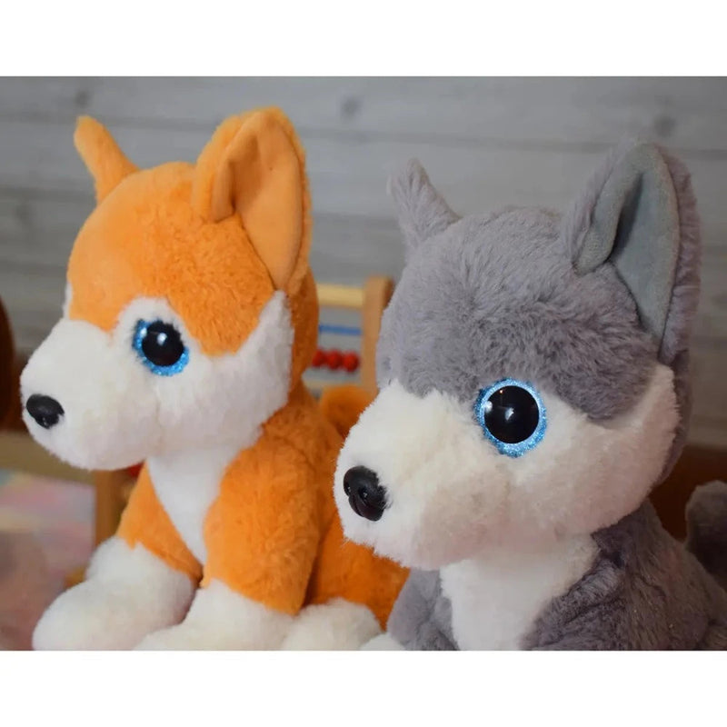 Mirada 25cm Husky Dog with Glitter Eyes-Orange