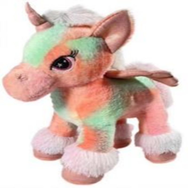 Mirada 45cm Standing Unicorn With Wings - Patterned Orange