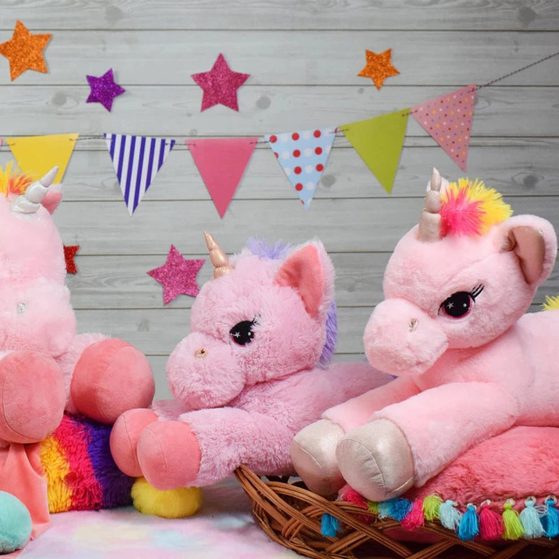 Mirada 52cm Floppy Unicorn With Purple Paws - Pink