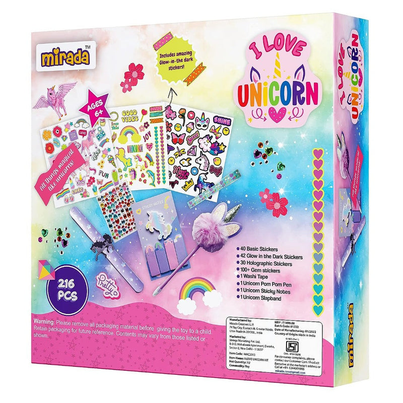 Mirada I Love Unicorn includes Glow in the Dark Stickers