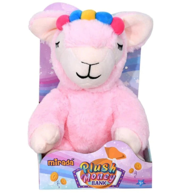 Mirada Pink Cute Plush Llama Coin Bank Stuffed Soft Toy - 25 Cm