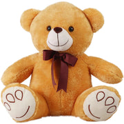 Mirada Plush 30cm Teddy Bear with Embroidered Paw & Bow - Brown