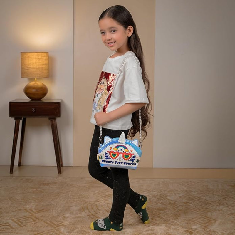 Mirada Unicorn Pearl Slinger Soft Plush Bag