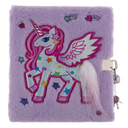 Mirada Whimsical Unicorn Plush Notebook with Lock - Purple