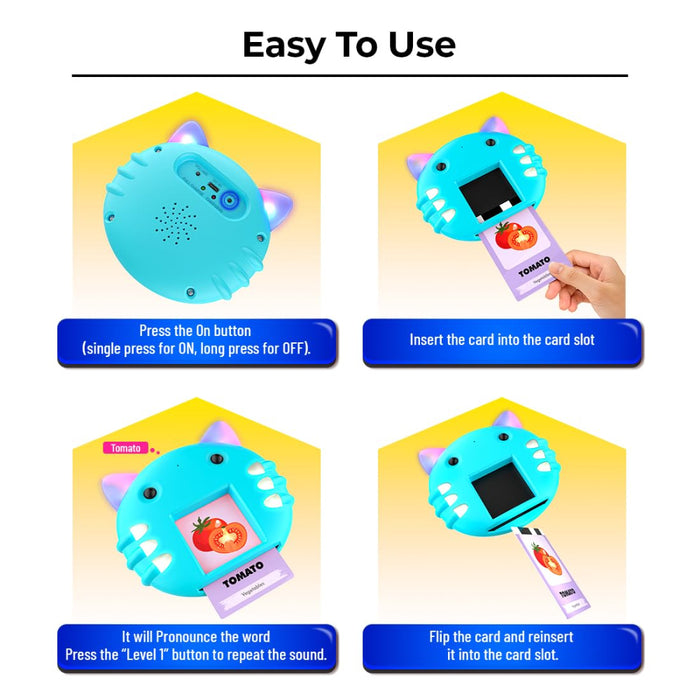 Mirana Talking Kitty Flash Card Reader Blue-RC Toys-Mirana-Toycra