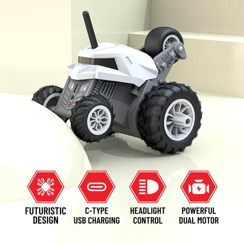 Mirana Warrior 360 Degree Rotating Stunt RC Car Toy - White
