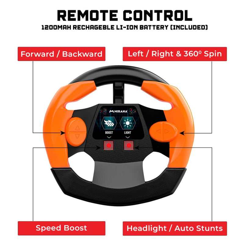 Mirana Warrior 360 Rotating Stunt RC Car - Orange