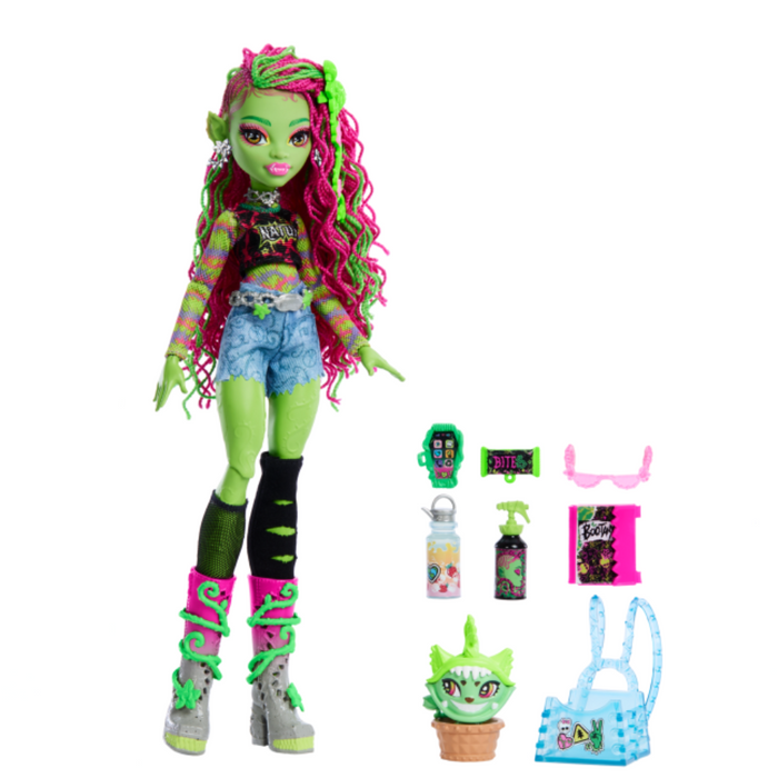 Monster High Venus Mcflytrap Fashion Doll With Pet Chewlian And Accessories-Dolls-Mattel-Toycra