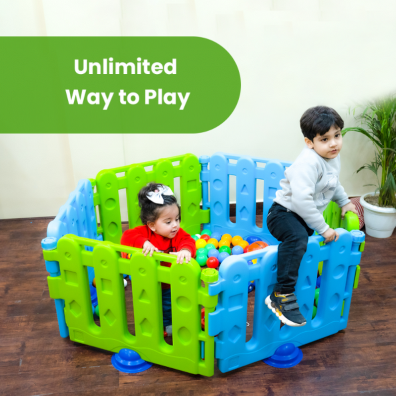 Ok Play Play Pen New -Green and Sky Blue