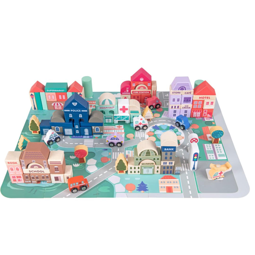 Open Ended 115 Pieces Wooden City Building Blocks — Toycra