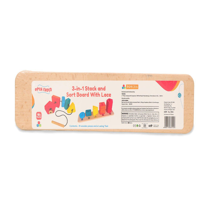 Open Ended 3 in 1 Stack and Sort Board With Lace — Toycra